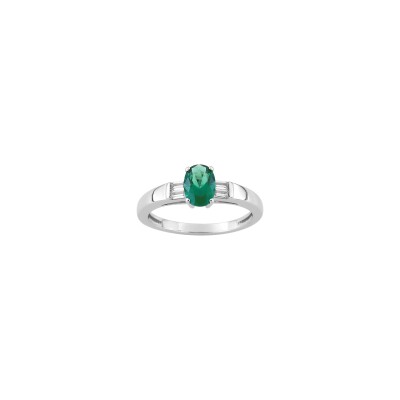 Bague en argent rhodié et oxyde de zirconium