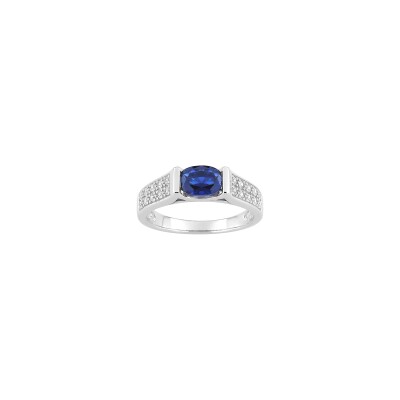 Bague en argent rhodié et oxyde de zirconium