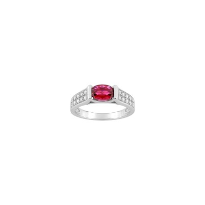Bague en argent rhodié et oxyde de zirconium