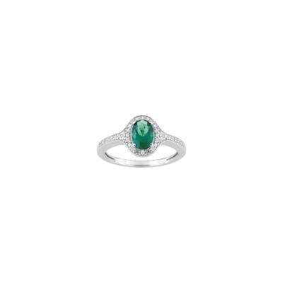 Bague en argent rhodié et oxyde de zirconium