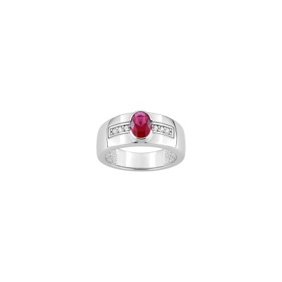 Bague en argent rhodié et oxyde de zirconium