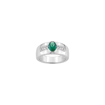 Bague en argent rhodié et oxyde de zirconium