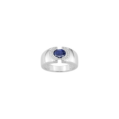 Bague en argent rhodié et oxyde de zirconium