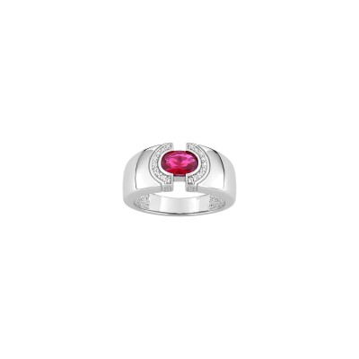 Bague en argent rhodié et oxyde de zirconium