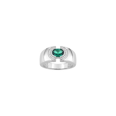 Bague en argent rhodié et oxyde de zirconium