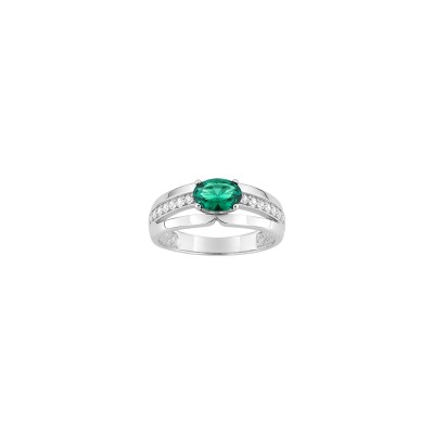 Bague en argent rhodié et oxyde de zirconium