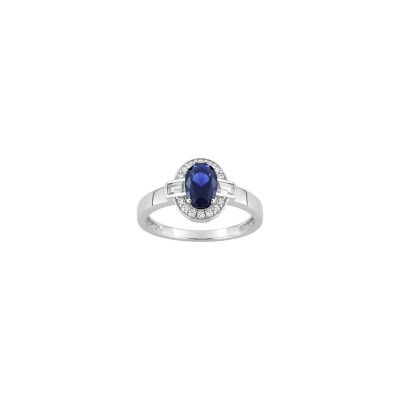 Bague en argent rhodié et oxyde de zirconium