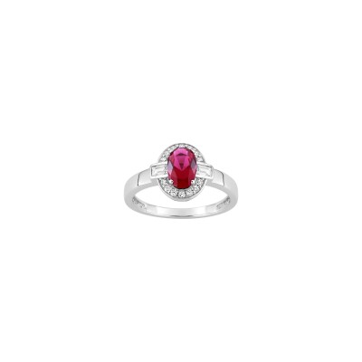 Bague en argent rhodié et oxyde de zirconium