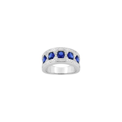 Bague en argent rhodié et oxyde de zirconium