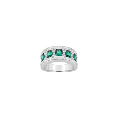 Bague en argent rhodié et oxyde de zirconium