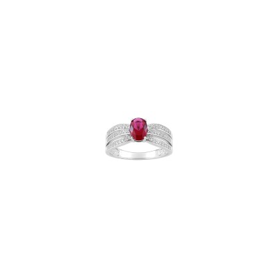 Bague en argent rhodié et oxyde de zirconium