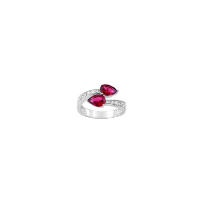Bague en argent rhodié et oxyde de zirconium
