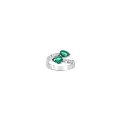 Bague en argent rhodié et oxyde de zirconium