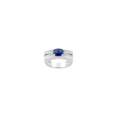 Bague en argent rhodié et oxyde de zirconium