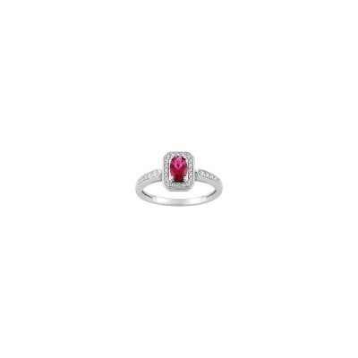 Bague en argent rhodié et oxyde de zirconium