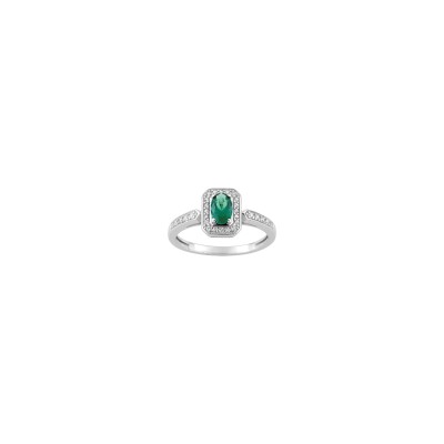 Bague en argent rhodié et oxyde de zirconium