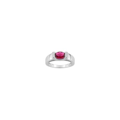 Bague en argent rhodié et oxyde de zirconium