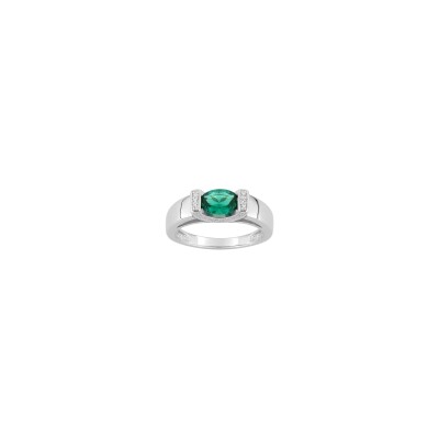 Bague en argent rhodié et oxyde de zirconium