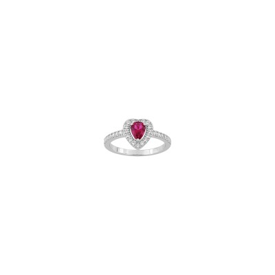 Bague en argent rhodié et oxyde de zirconium