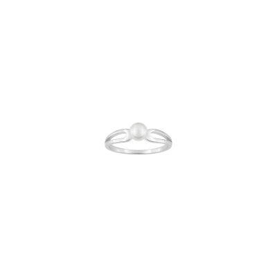 Bague en argent rhodié et perle