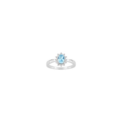 Bague en argent rhodié et oxyde de zirconium