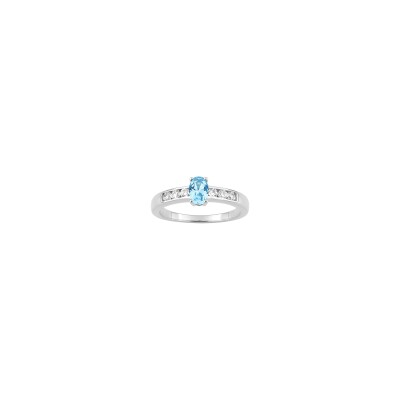 Bague en argent rhodié et oxyde de zirconium