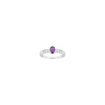 Bague en argent rhodié et oxyde de zirconium