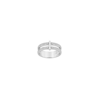 Bague en argent rhodié et oxyde de zirconium