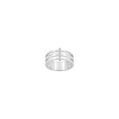 Bague en argent rhodié et oxyde de zirconium
