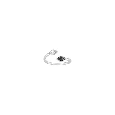 Bague en argent rhodié et oxyde de zirconium