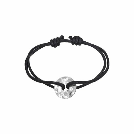 Bracelet sur cordon dinh van Pi Chinois en argent martelé