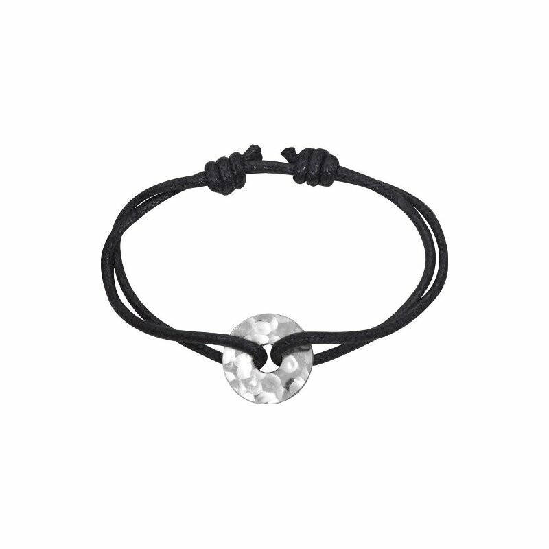 dinh van Pi Chinois cord bracelet, hammered silver