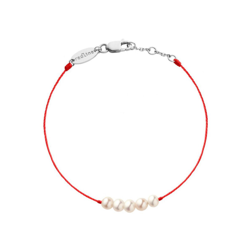 Bracelet Redline Queen Perles fil rouge avec diamant, or blanc