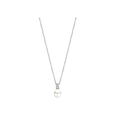 Collier Ti Sento en argent plaqué platine et perles