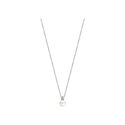 Collier Ti Sento en argent plaqué platine et perles