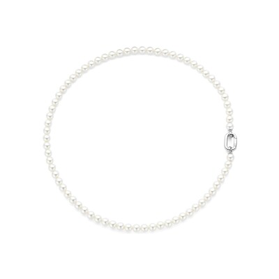 Collier Ti Sento en argent plaqué platine et perle d'imitation, taille 45cm