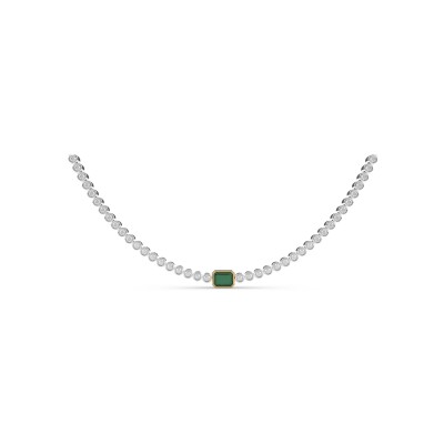 Collier Ti Sento en argent dorÃ© et pierre vert-Ã©meraude