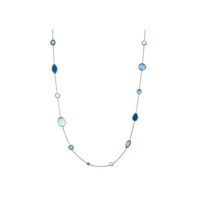 Collier Ti Sento en argent plaqué platine et cristal synthétique bleu