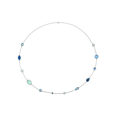 Collier Ti Sento en argent plaqué platine et cristal synthétique bleu