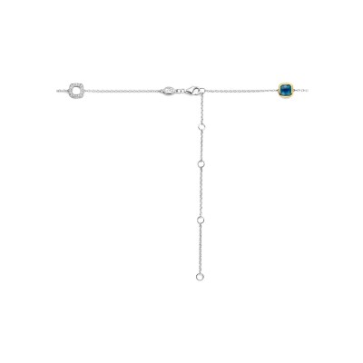 Collier Ti Sento en argent doré et cristal synthétique bleu