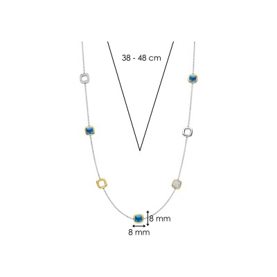 Collier Ti Sento en argent doré et cristal synthétique bleu