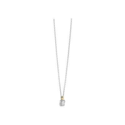 Collier Ti Sento en argent doré et oxyde de zirconium, taille 42cm