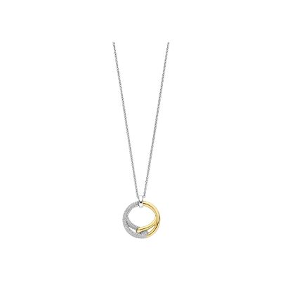 Collier Ti Sento en argent doré et oxyde de zirconium, taille 42cm