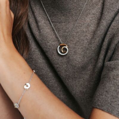 Collier Ti Sento en argent doré et oxyde de zirconium, taille 42cm