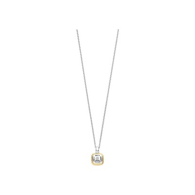 Collier Ti Sento en argent doré et cristal synthétique, taille 42cm