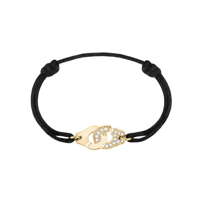 Bracelet sur cordon Menottes dinh van R12 en or jaune et diamants