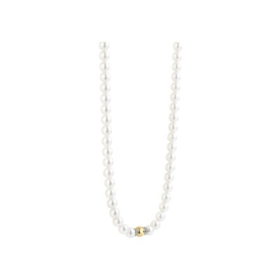 Collier Ti Sento en argent doré et perle d'imitation, taille 42cm