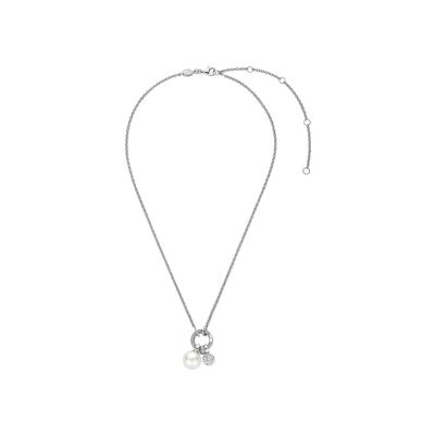 Collier Ti Sento en argent plaqué platine et perle d'imitation, taille 42cm