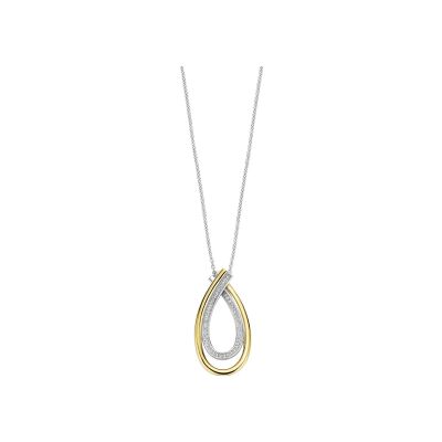 Collier Ti Sento en argent doré et oxyde de zirconium, taille 45cm