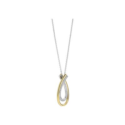 Collier Ti Sento en argent doré et oxyde de zirconium, taille 45cm